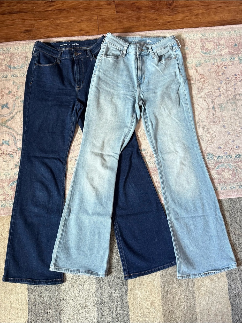 Old Navy Two-Pack Flare Jeans — Light Wash & Dark Indigo